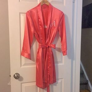 Satin robe, Bridesmaid embroidered